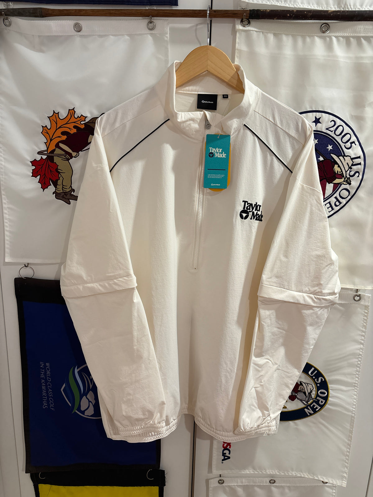 2020s TaylorMade Retro Classic Logo Half Zip Windbreaker Jacket White