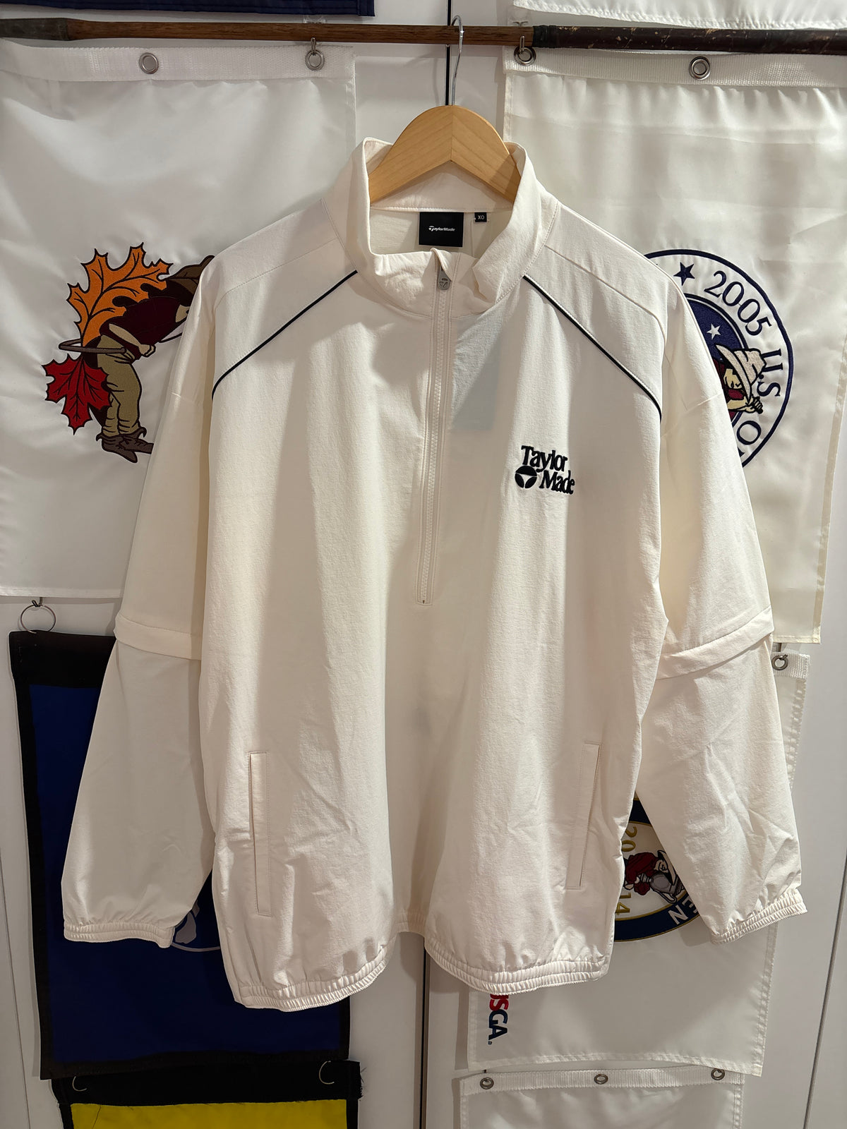 2020s TaylorMade Retro Classic Logo Half Zip Windbreaker Jacket White