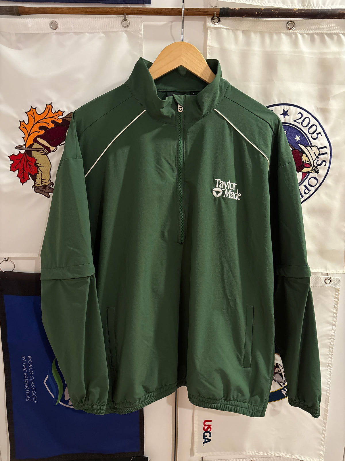 2020s TaylorMade Retro Classic Logo Half Zip Windbreaker Green