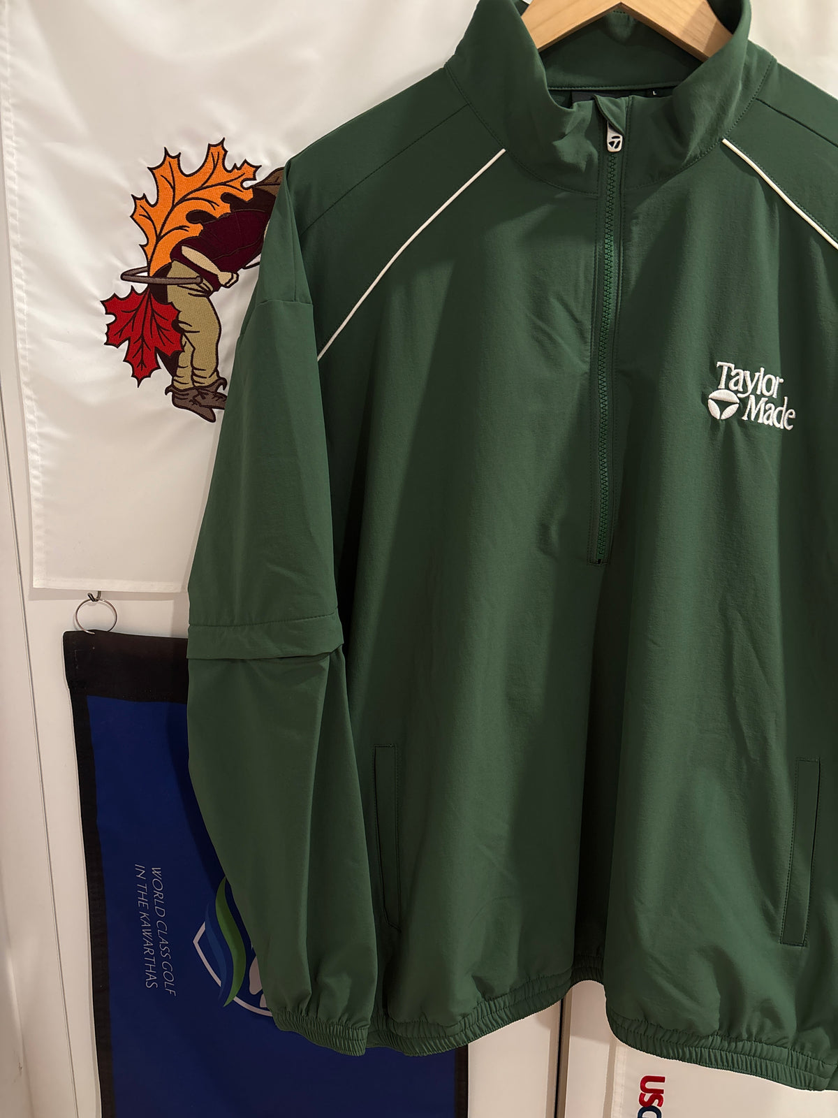 2020s TaylorMade Retro Classic Logo Half Zip Windbreaker Green