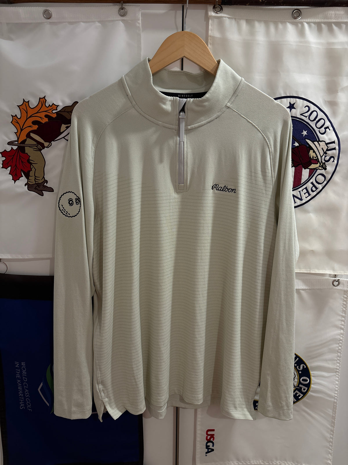 2020s Malbon Nike Quarter Zip Pullover Sweater Cream
