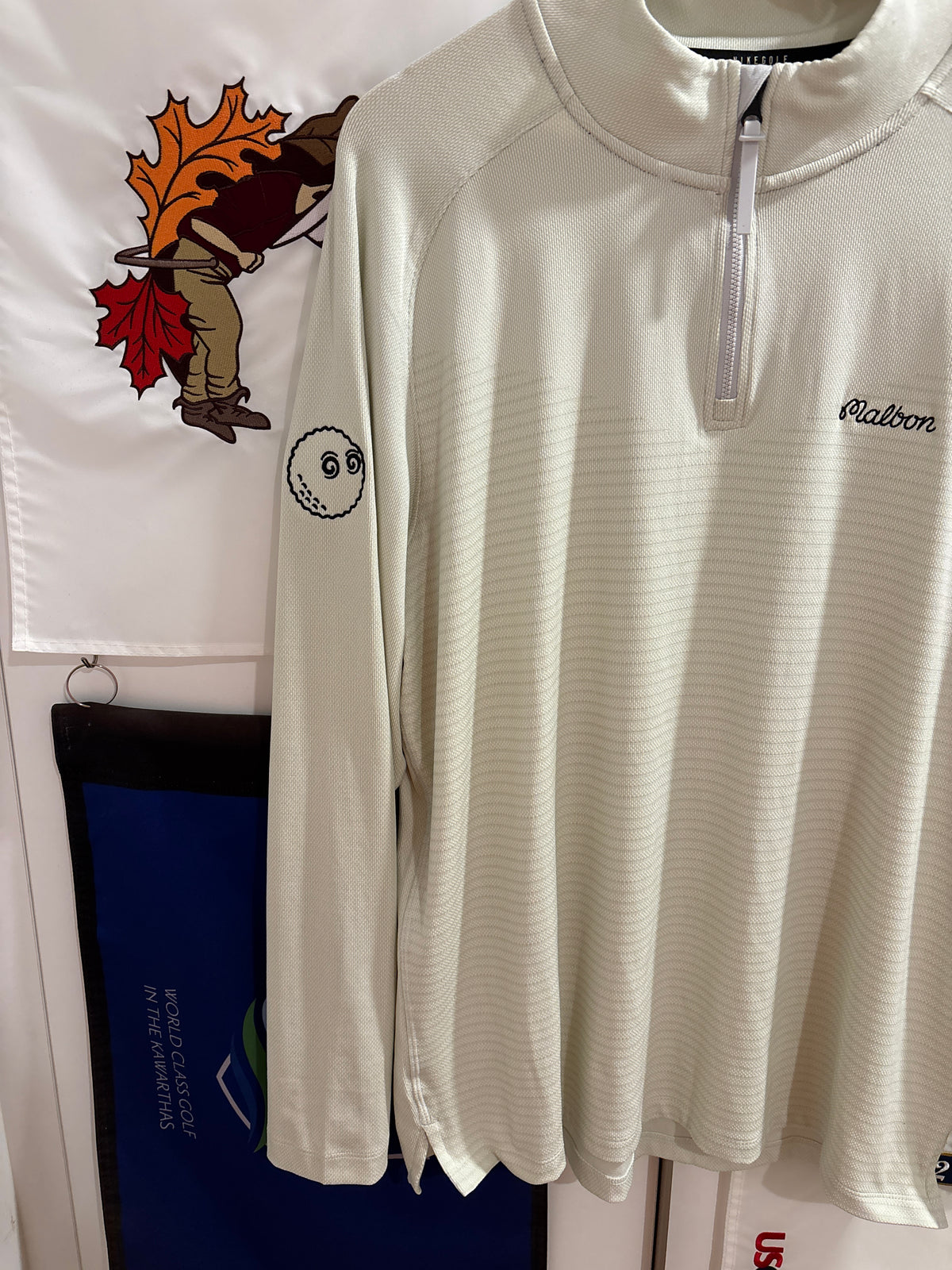 2020s Malbon Nike Quarter Zip Pullover Sweater Cream