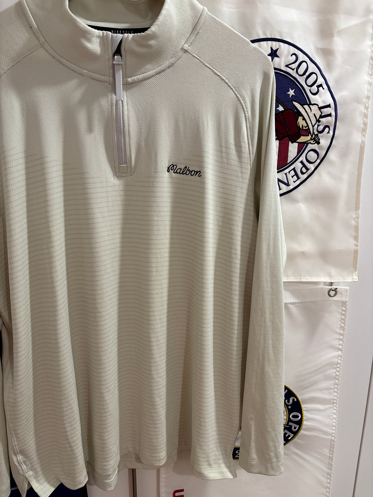 2020s Malbon Nike Quarter Zip Pullover Sweater Cream