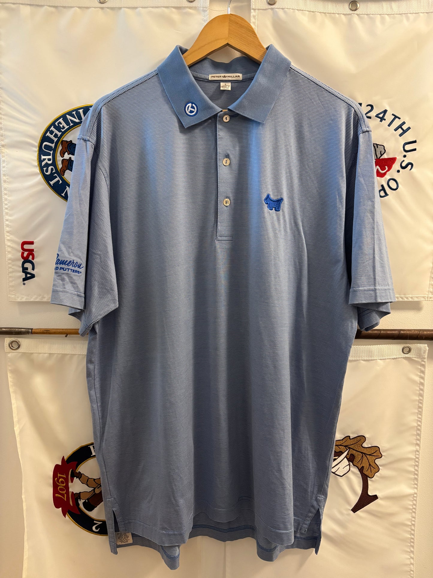 2000s Scotty Cameron Peter Millar Scotty Dog Polo Shirt Blue Stripes