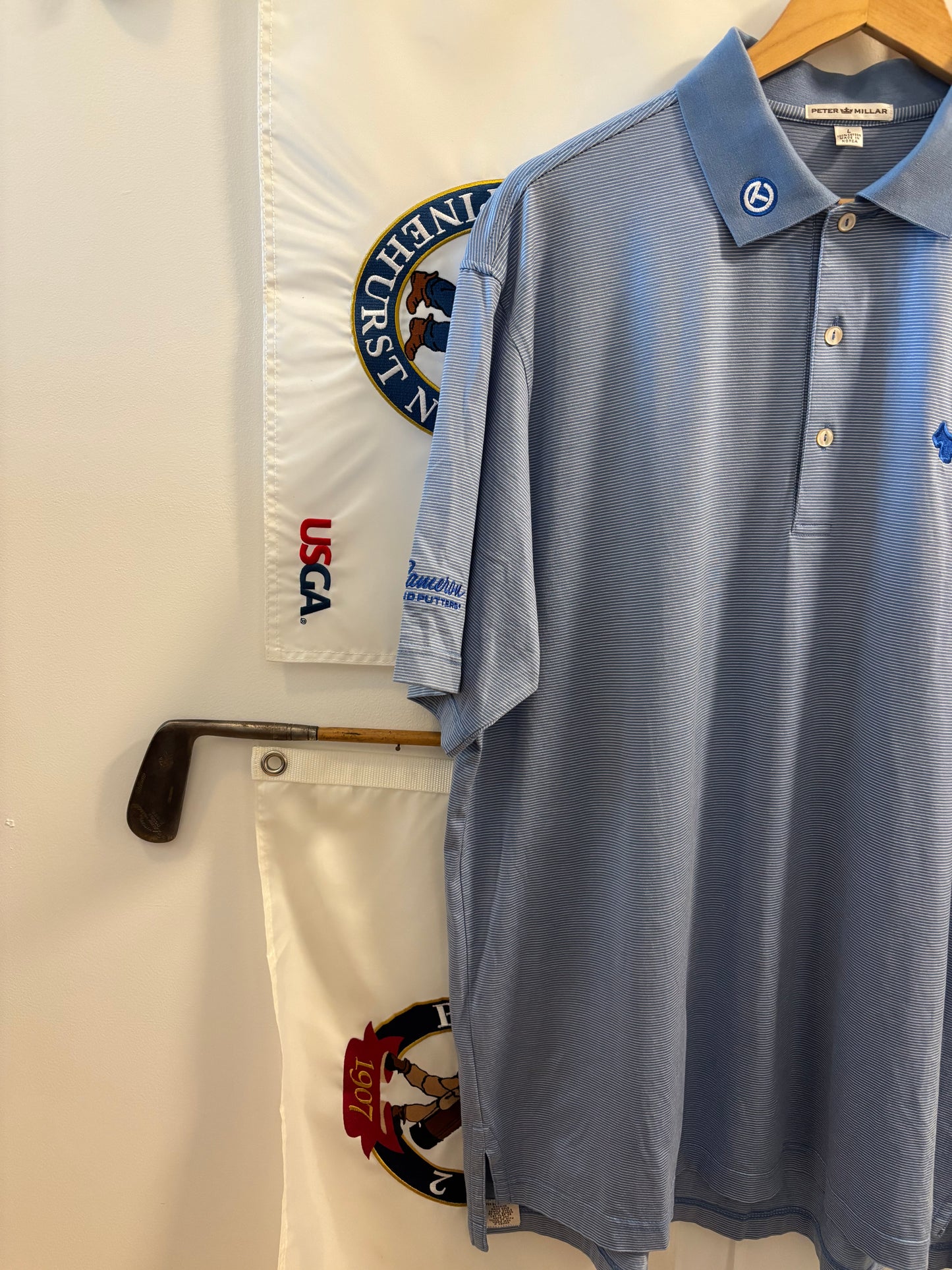 2000s Scotty Cameron Peter Millar Scotty Dog Polo Shirt Blue Stripes