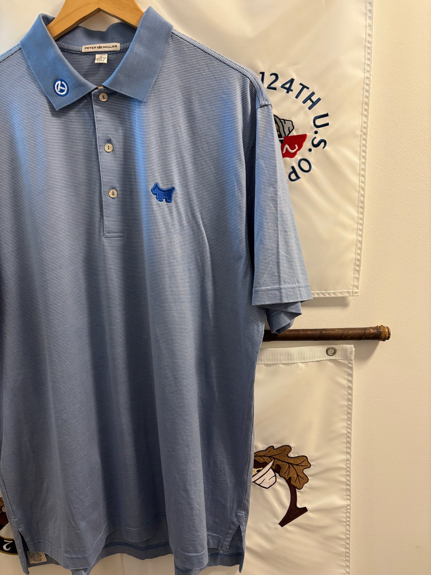 2000s Scotty Cameron Peter Millar Scotty Dog Polo Shirt Blue Stripes