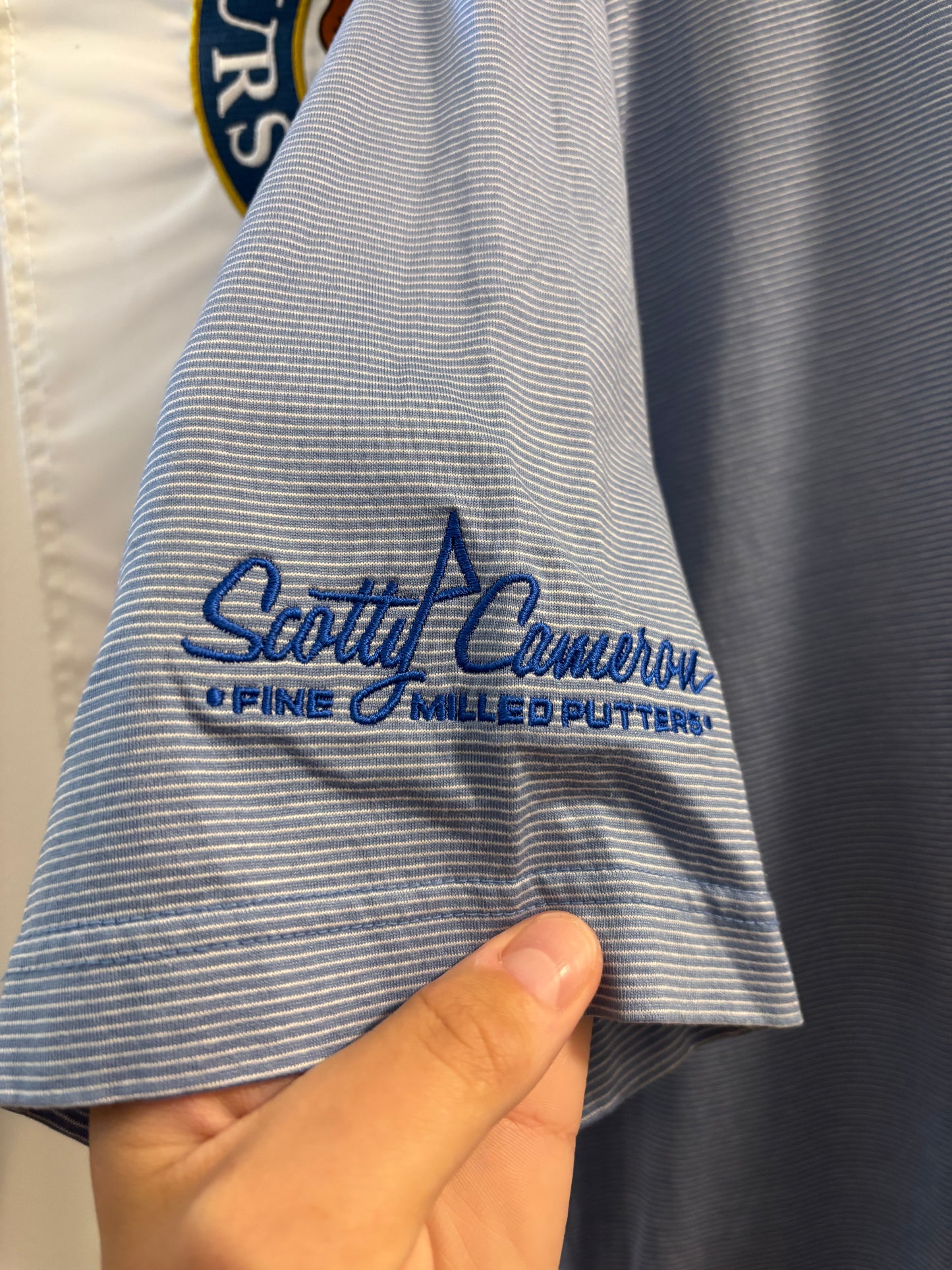 2000s Scotty Cameron Peter Millar Scotty Dog Polo Shirt Blue Stripes