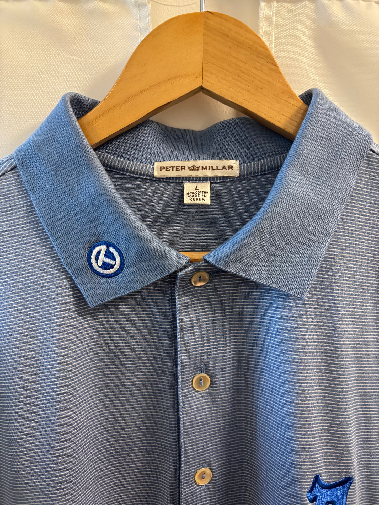 2000s Scotty Cameron Peter Millar Scotty Dog Polo Shirt Blue Stripes