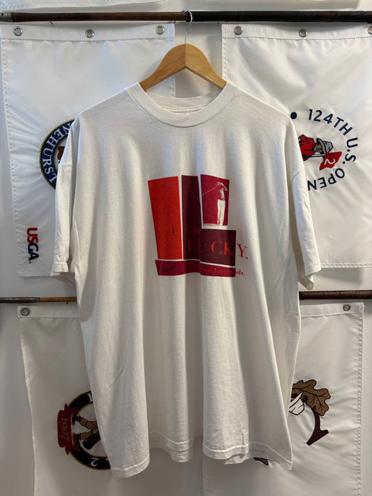 1990s Vintage Nike Tiger Woods I am Lucky T Shirt