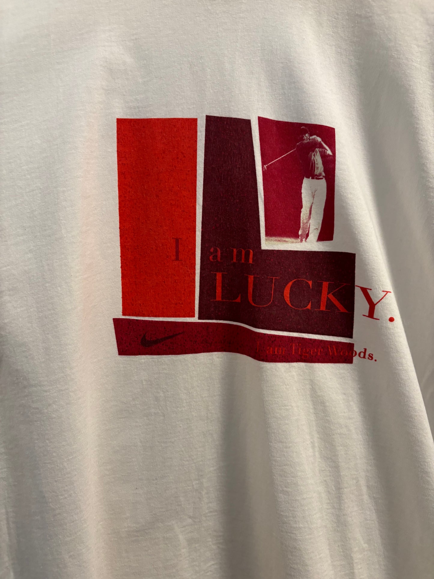 1990s Vintage Nike Tiger Woods I am Lucky T Shirt