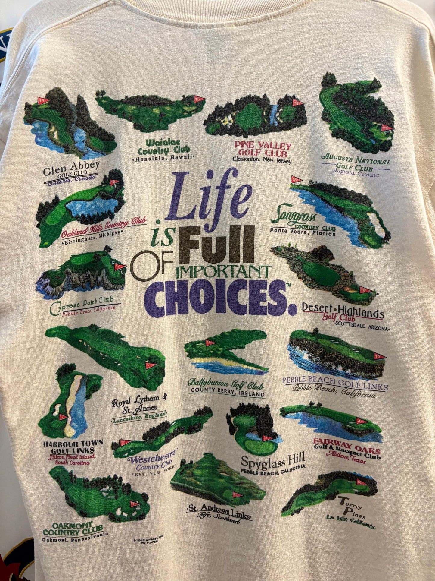 1996 Vintage Life is Full of Important Choices Golf Courses T Shirt