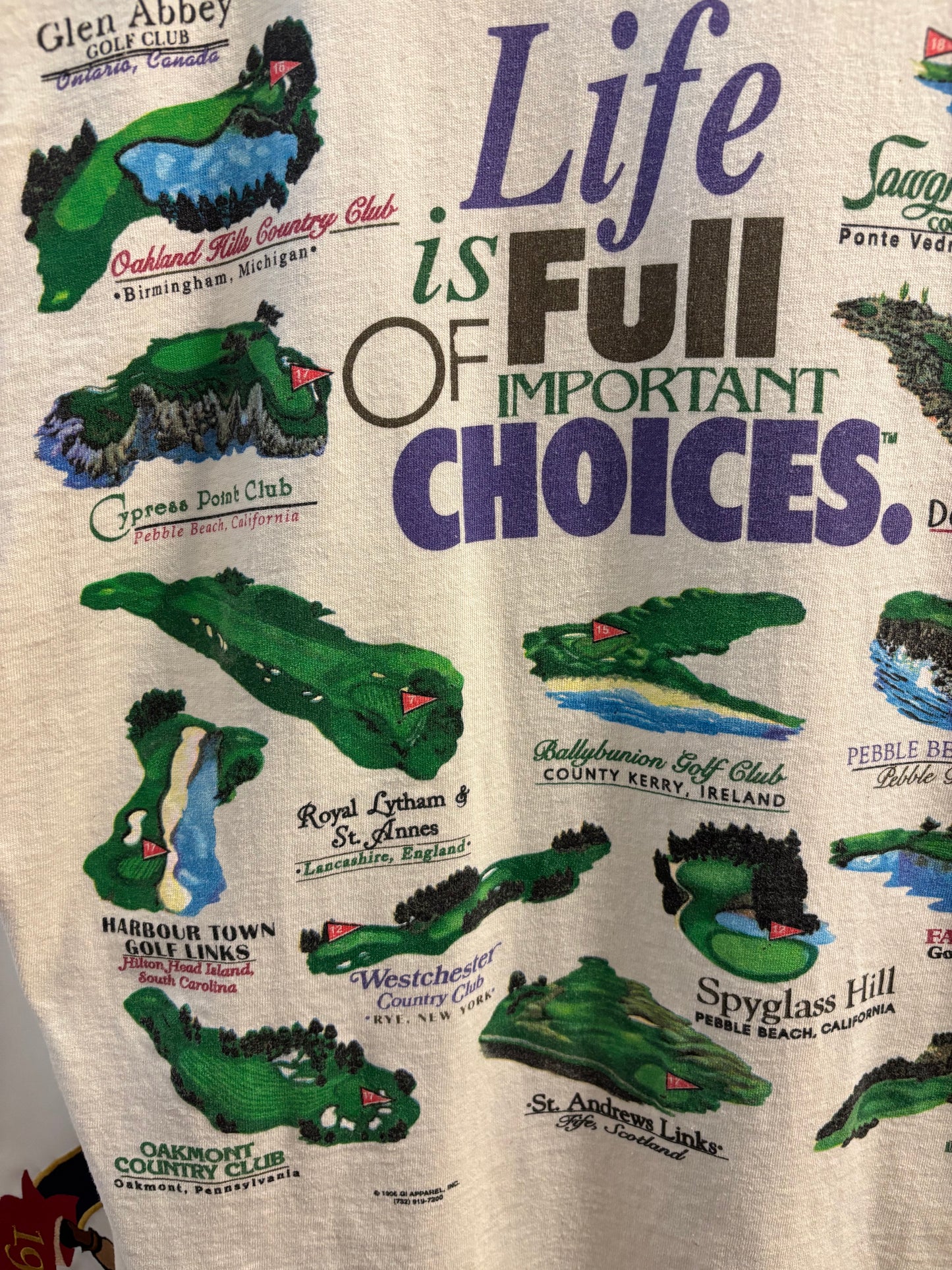 1996 Vintage Life is Full of Important Choices Golf Courses T Shirt