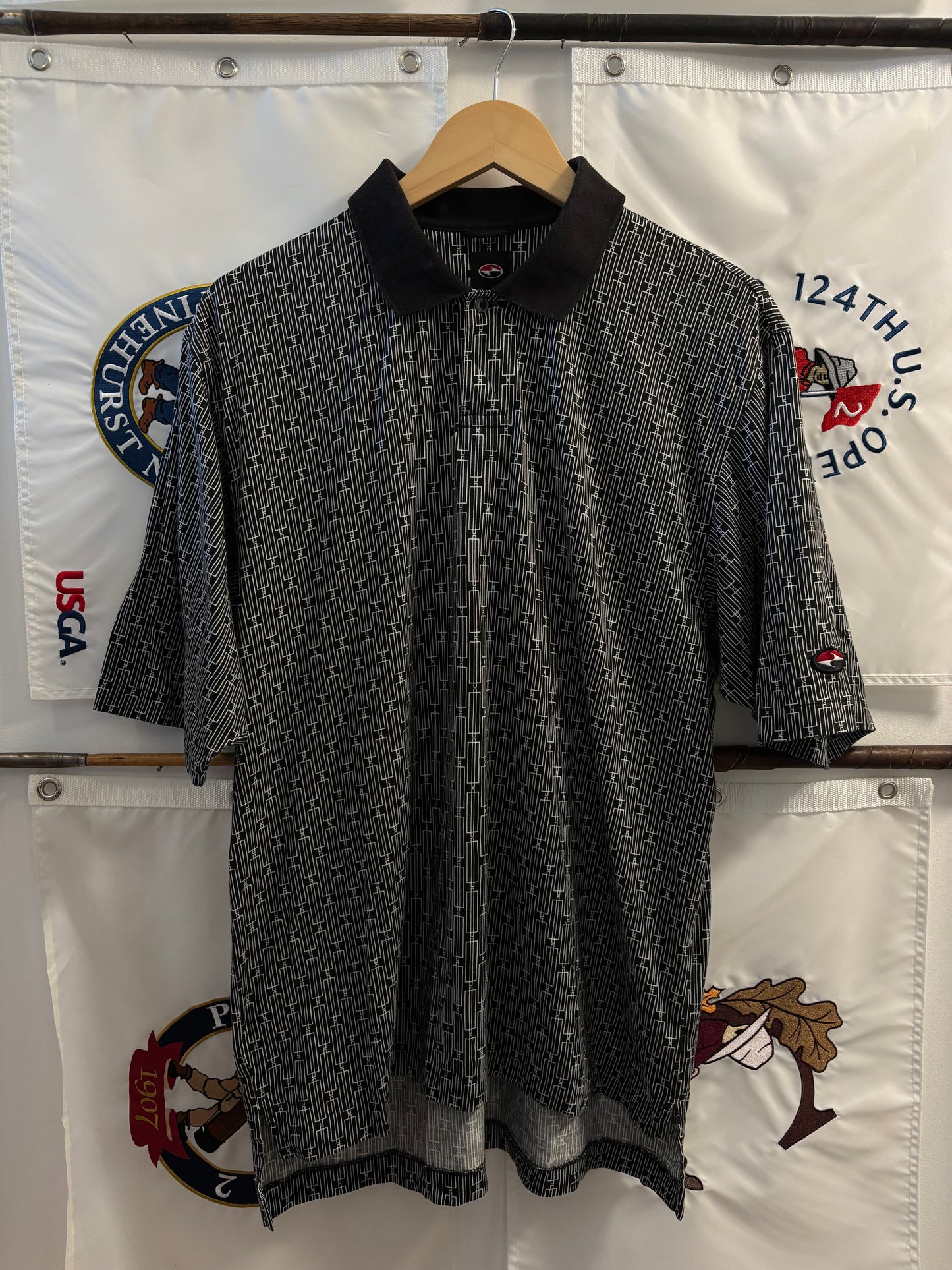 1990s Vintage Nike Tiger Woods Yin Yang Logo Polo Black