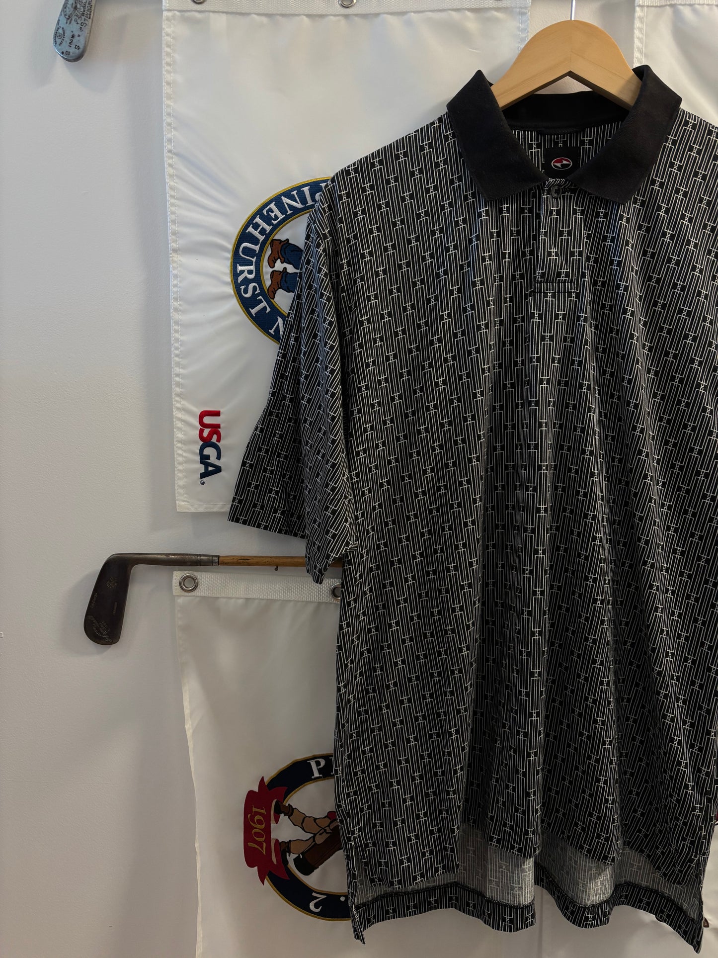 1990s Vintage Nike Tiger Woods Yin Yang Logo Polo Black