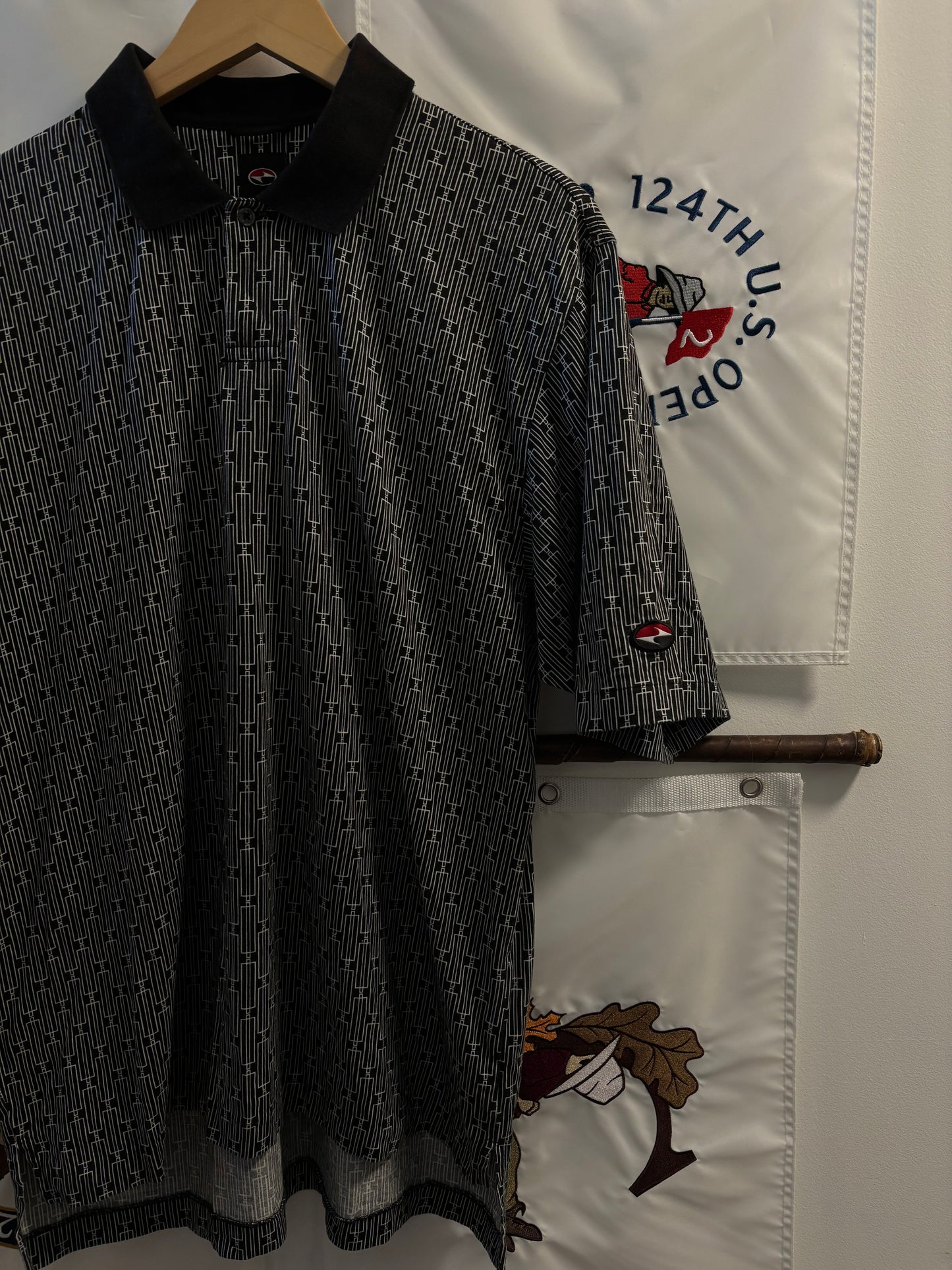 1990s Vintage Nike Tiger Woods Yin Yang Logo Polo Black