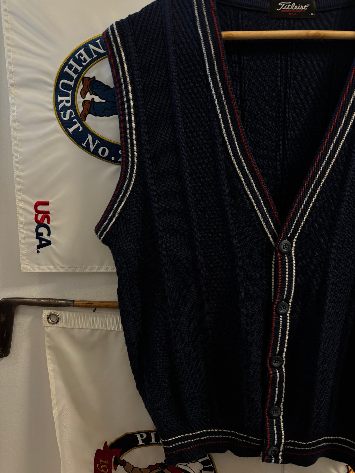 1990s Vintage Titleist Knit Vest Navy