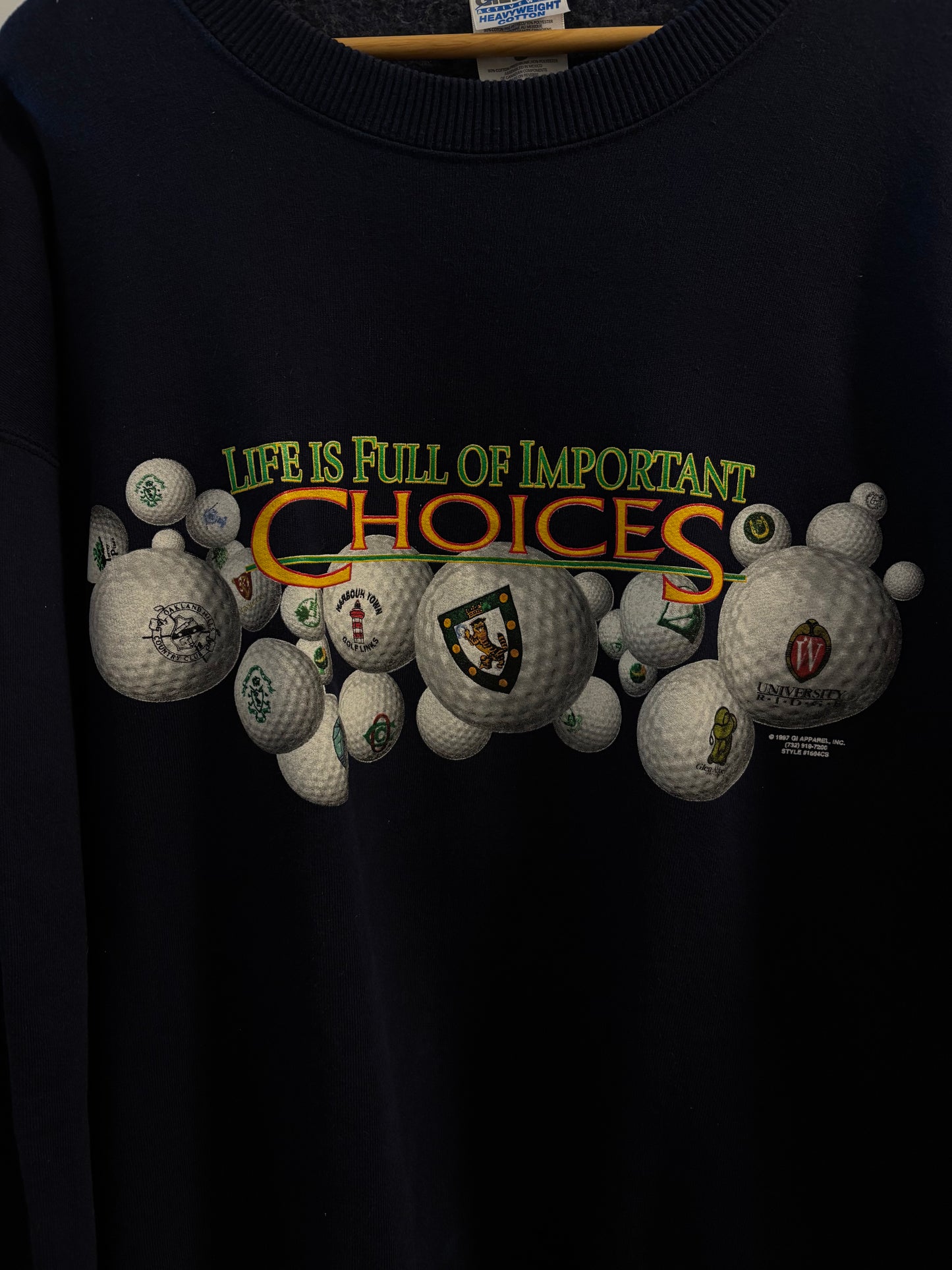 1997 Vintage Life is Full of Important Choices Golf Courses Sweater