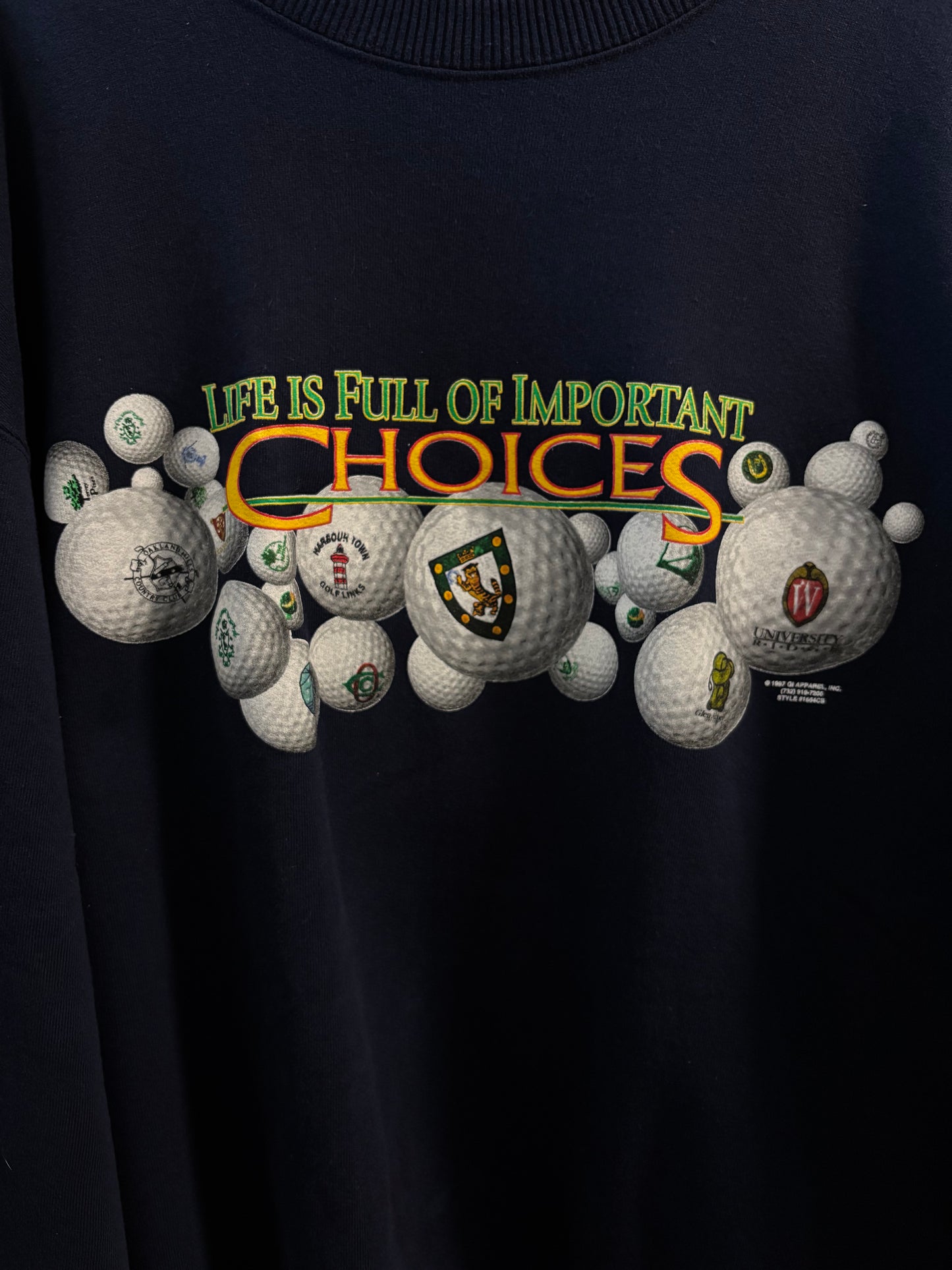 1997 Vintage Life is Full of Important Choices Golf Courses Sweater