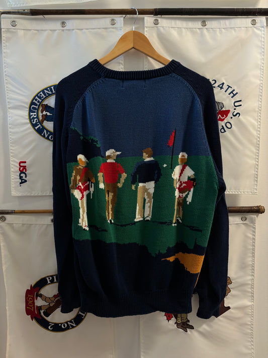 1990s Vintage Hathaway All Over Golf Print Sweater