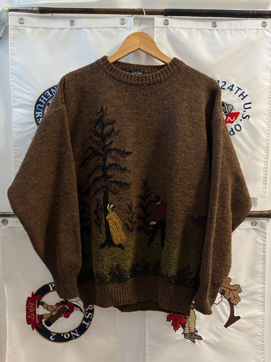 1990s Vintage All Over Golf Print Wool Sweater