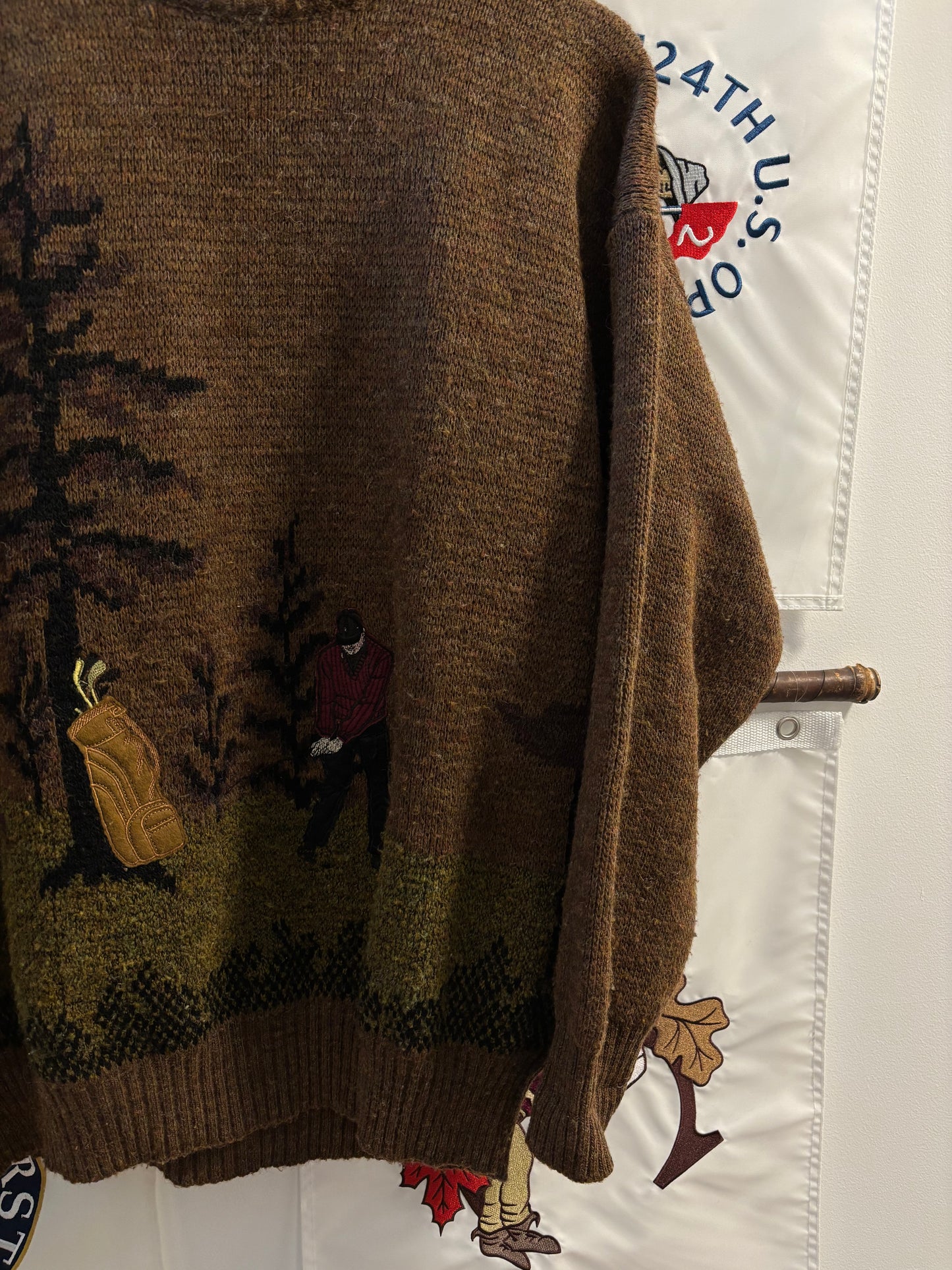 1990s Vintage All Over Golf Print Wool Sweater