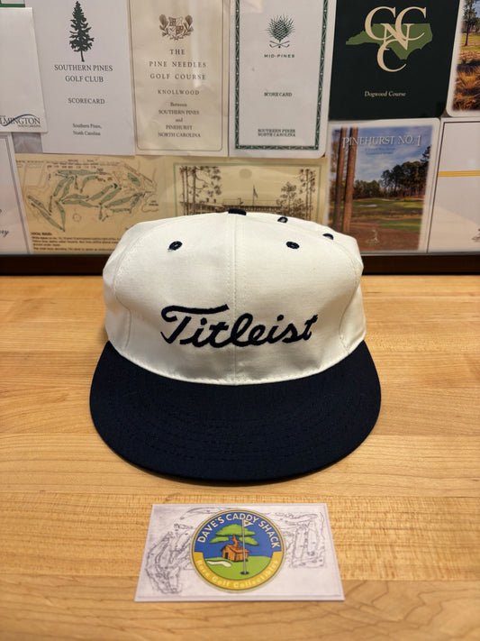 1990s Vintage Titleist Texace Script Hat White/Navy
