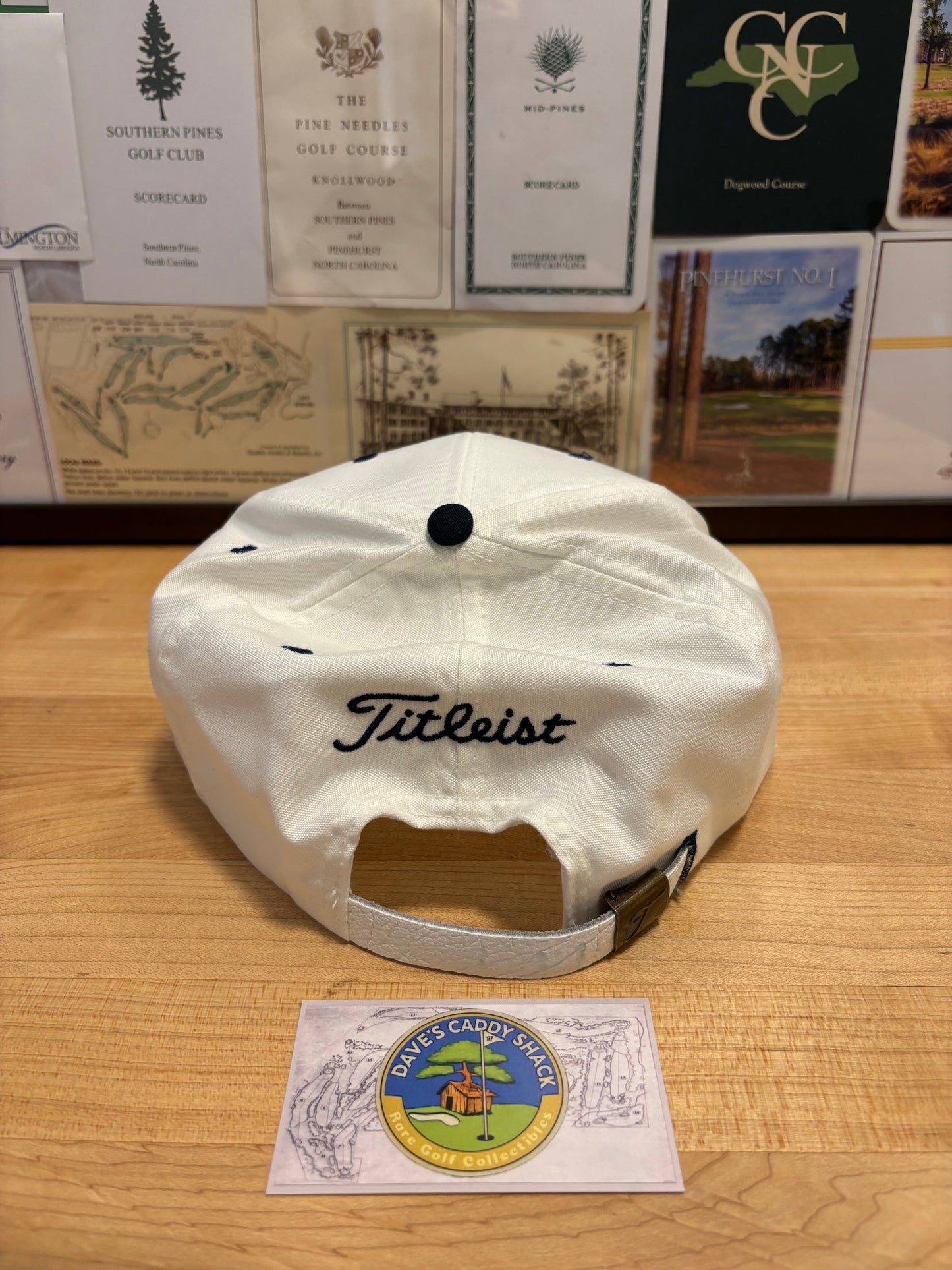 1990s Vintage Titleist Texace Script Hat White/Navy