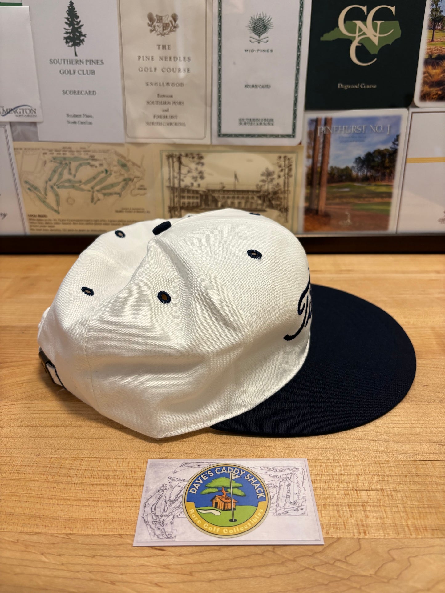 1990s Vintage Titleist Texace Script Hat White/Navy