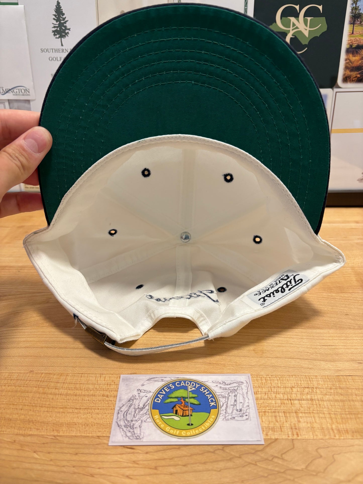 1990s Vintage Titleist Texace Script Hat White/Navy