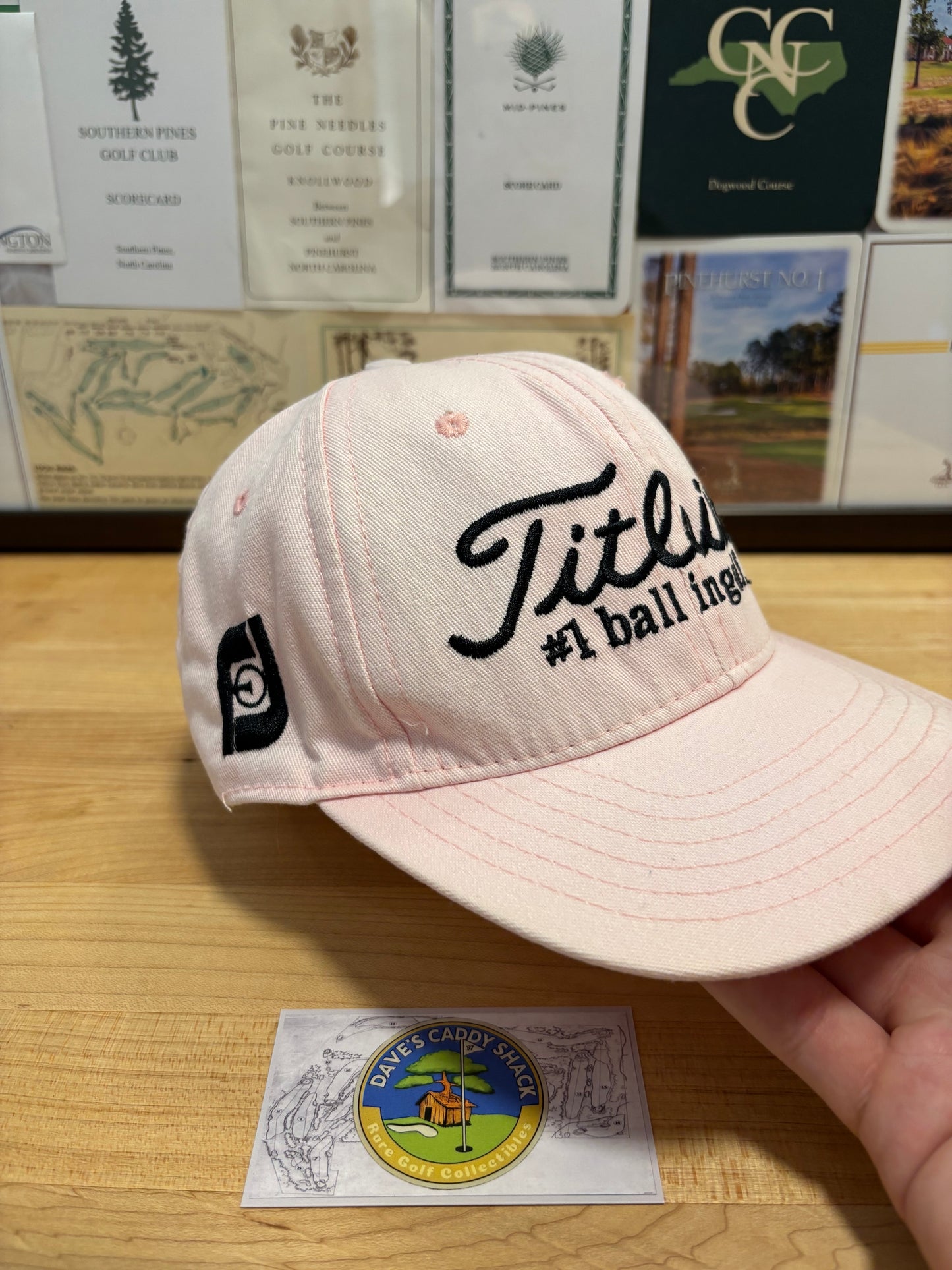 1990s Vintage Titleist Footjoy Script Logo Hat Pink