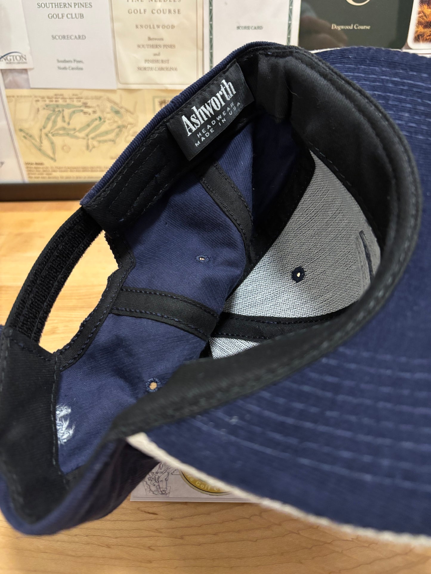 1990s Vintage Pebble Beach Logo Ashworth Hat Navy