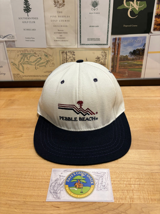 1990s Vintage Pebble Beach Logo Hat White/Black