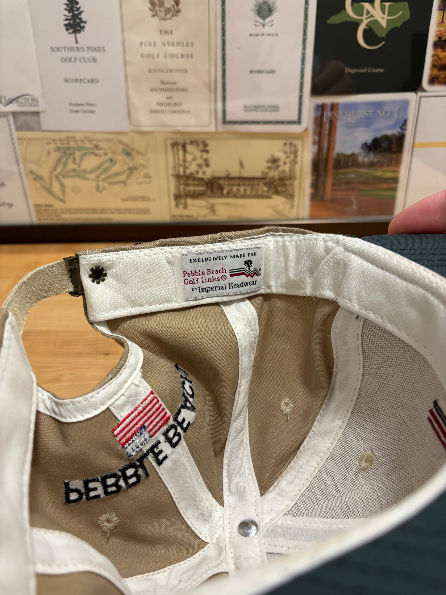 1990s Vintage Pebble Beach Logo Imperial Hat Beige