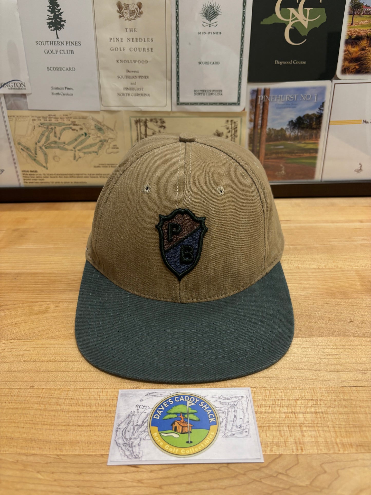 1990s Vintage Pebble Beach Ashworth PB Crest Logo Hat Beige