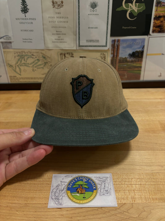 1990s Vintage Pebble Beach Ashworth PB Crest Logo Hat Beige