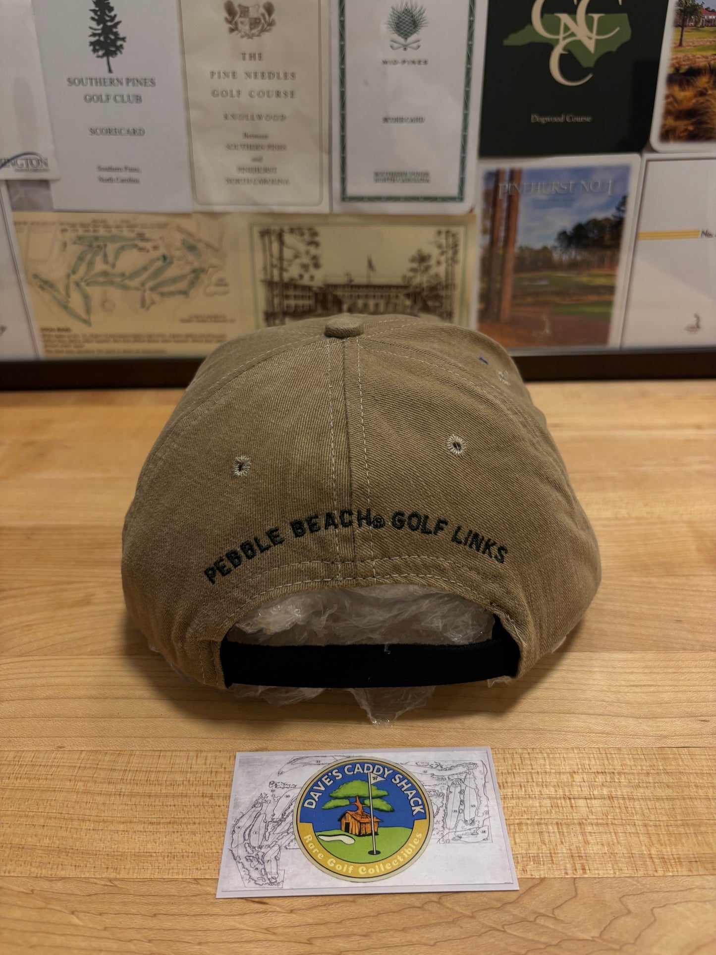 1990s Vintage Pebble Beach Ashworth PB Crest Logo Hat Beige