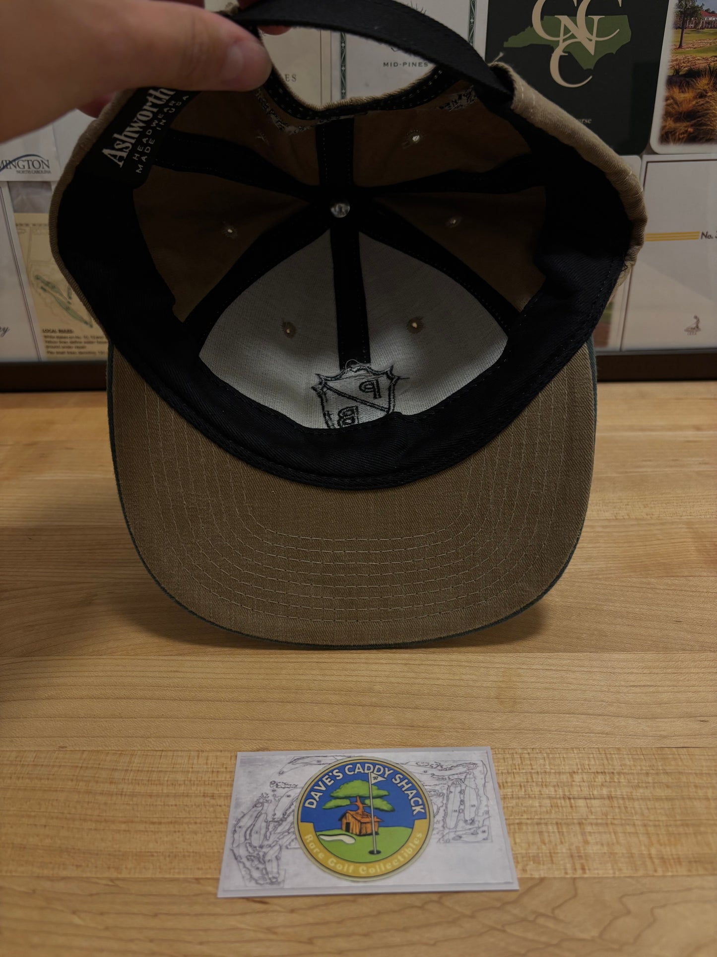 1990s Vintage Pebble Beach Ashworth PB Crest Logo Hat Beige