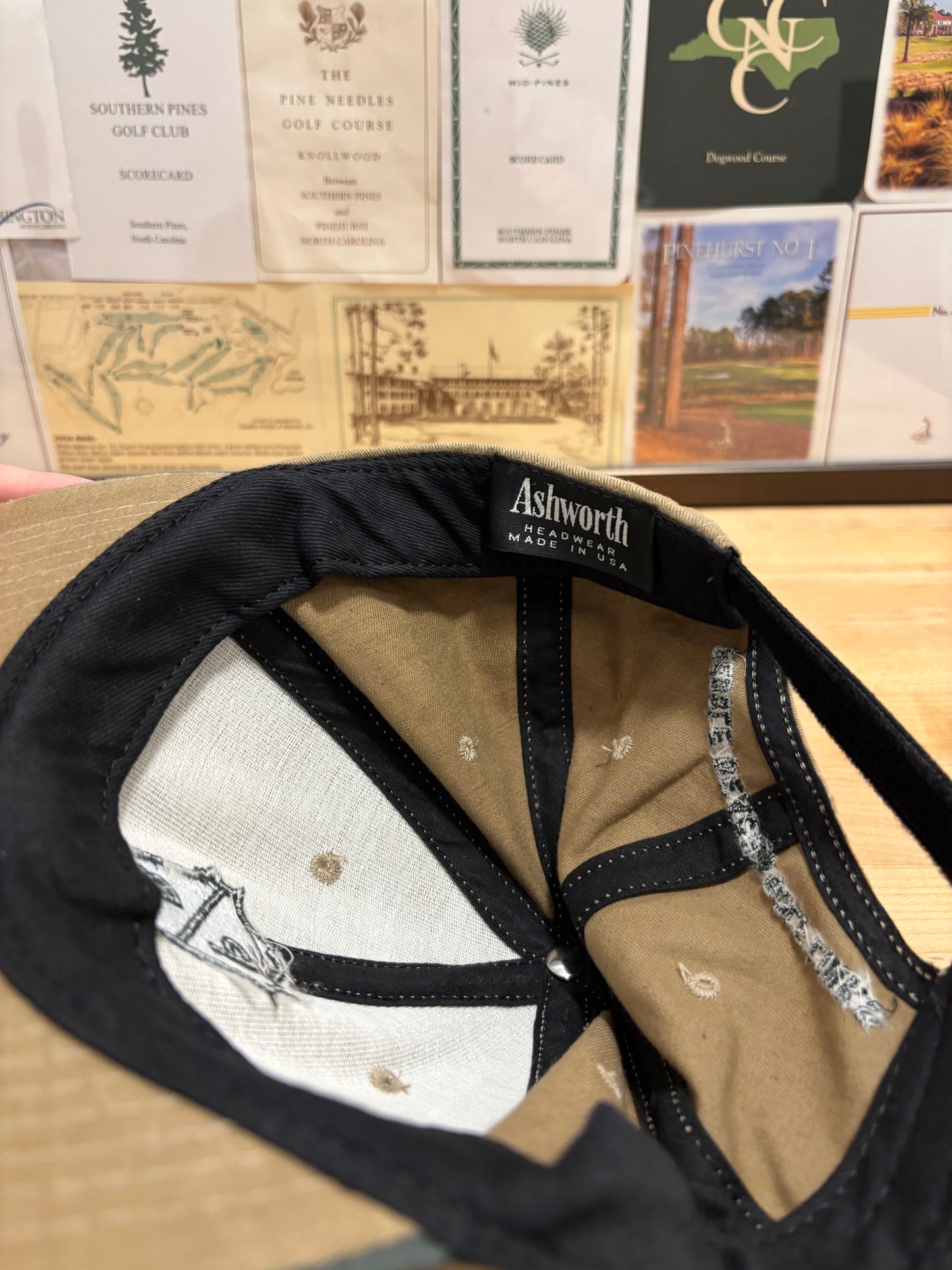 1990s Vintage Pebble Beach Ashworth PB Crest Logo Hat Beige