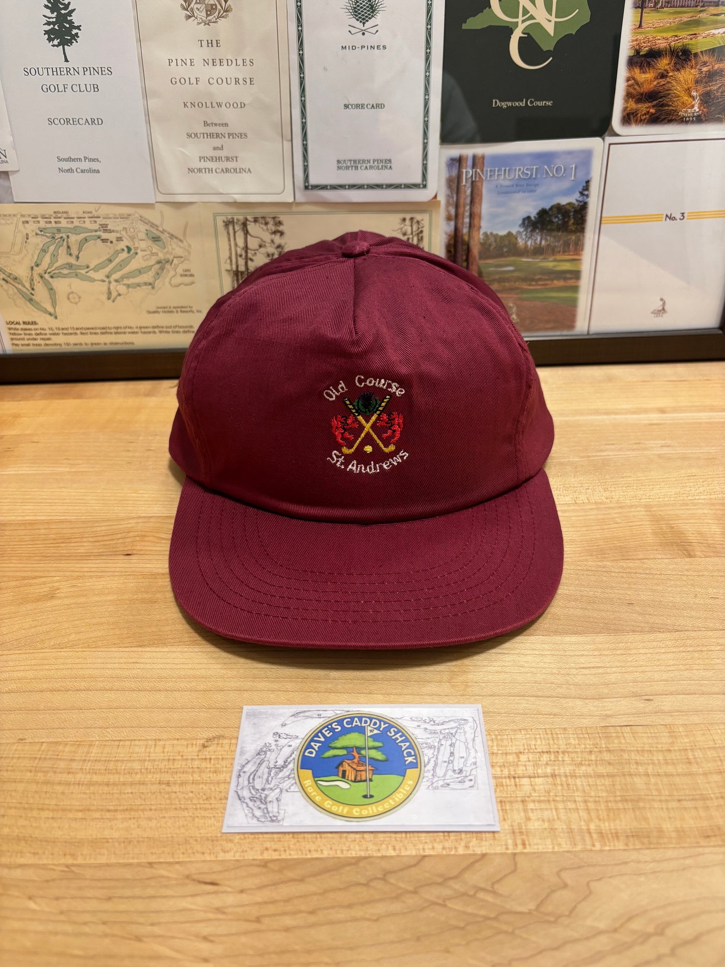 1990s Vintage Old Course St. Andrews Scotland Hat Burgundy