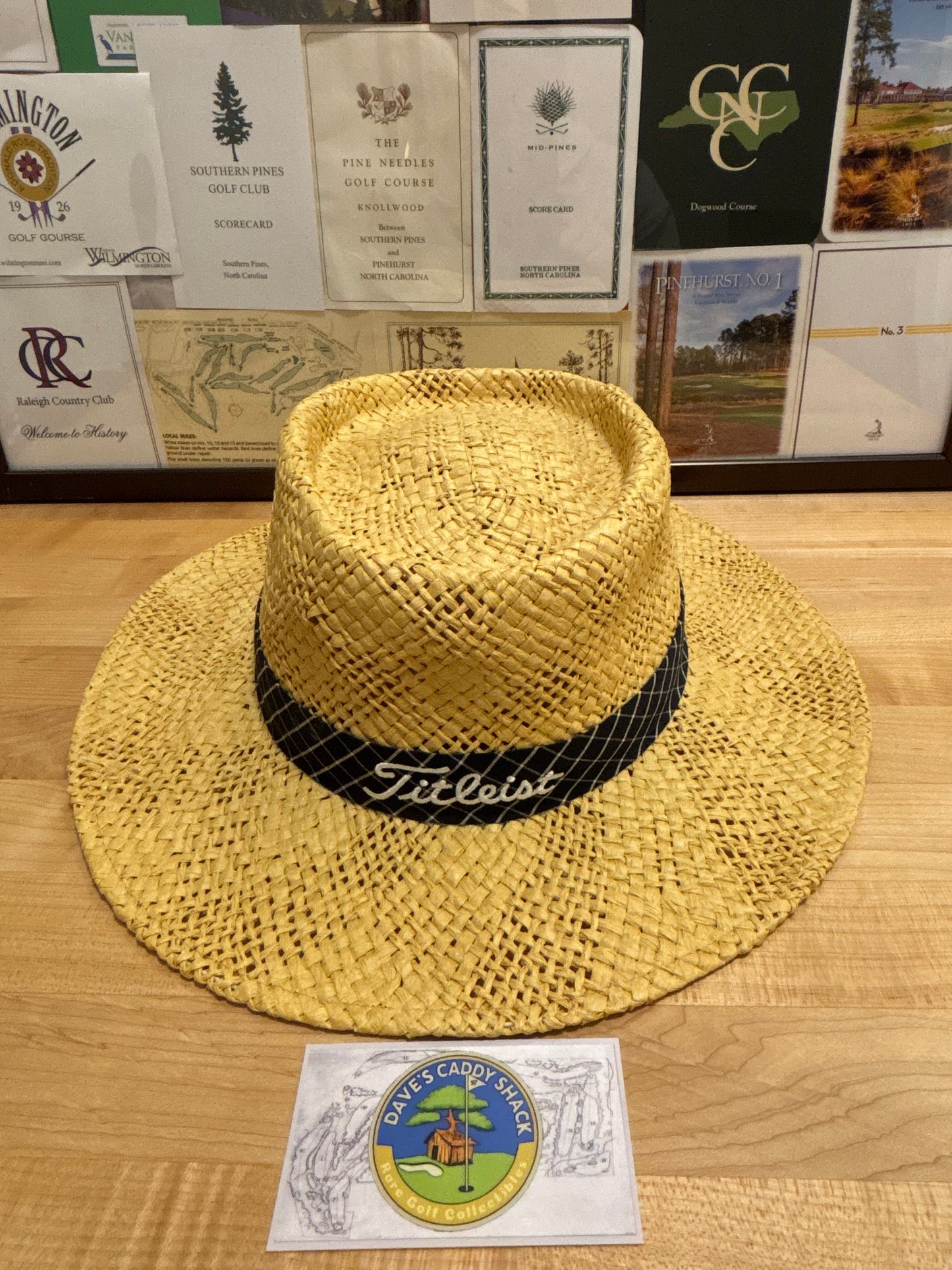 1990s Vintage Titleist Tartan Script Logo Straw Hat