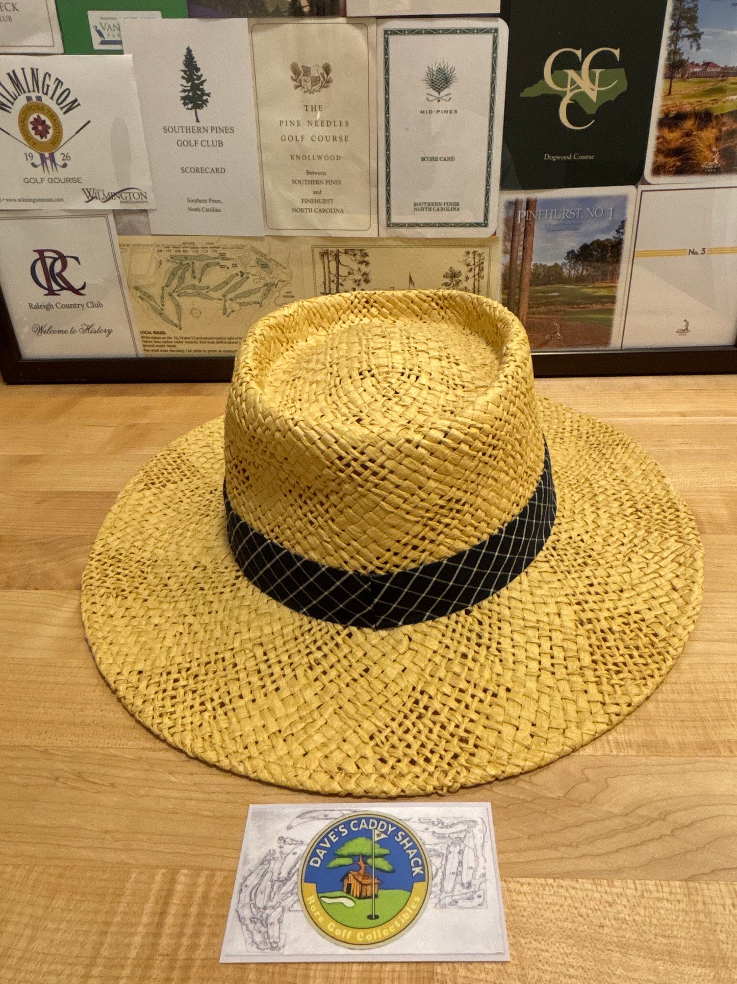 1990s Vintage Titleist Tartan Script Logo Straw Hat