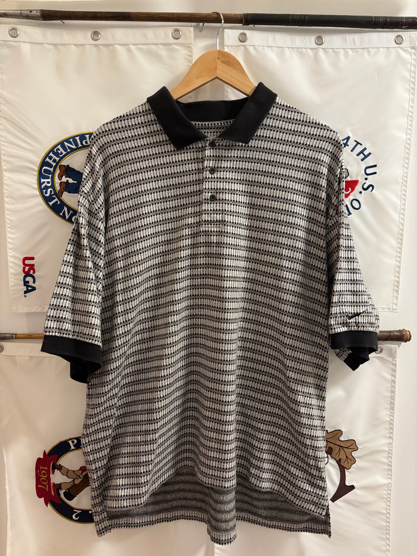 1990s Vintage Nike Golf All Over Arm Swoosh Logo Polo