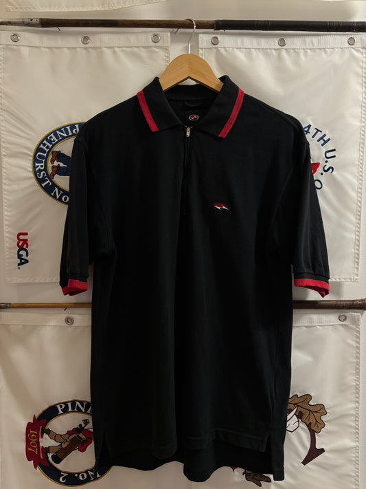 1990s Vintage Nike Tiger Woods Yin Yang Logo Pullover Polo Black