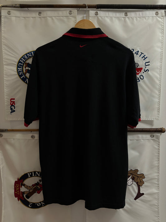 1990s Vintage Nike Tiger Woods Yin Yang Logo Pullover Polo Black