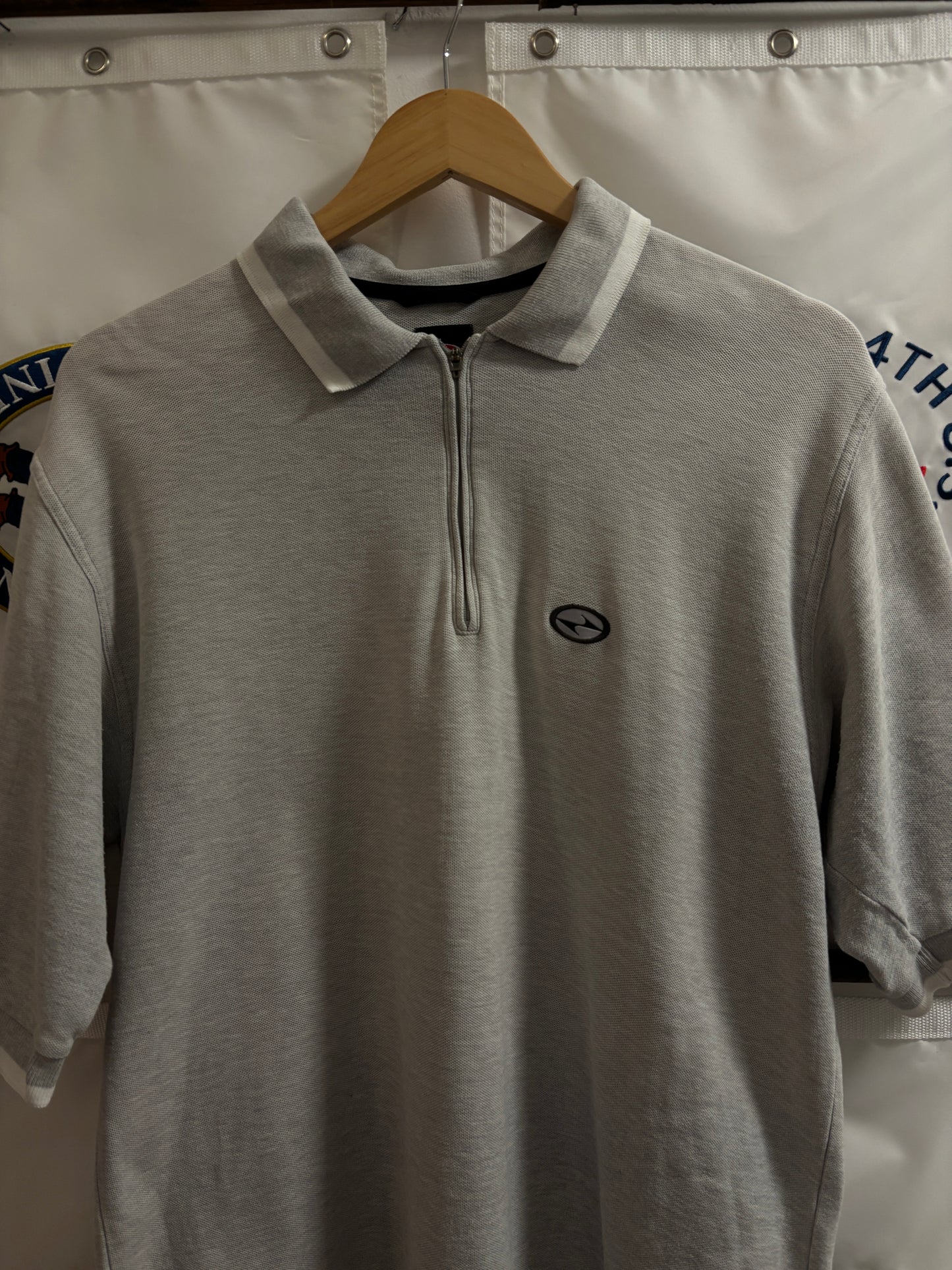 1990s Vintage Nike Tiger Woods Yin Yang Logo Pullover Polo Gray