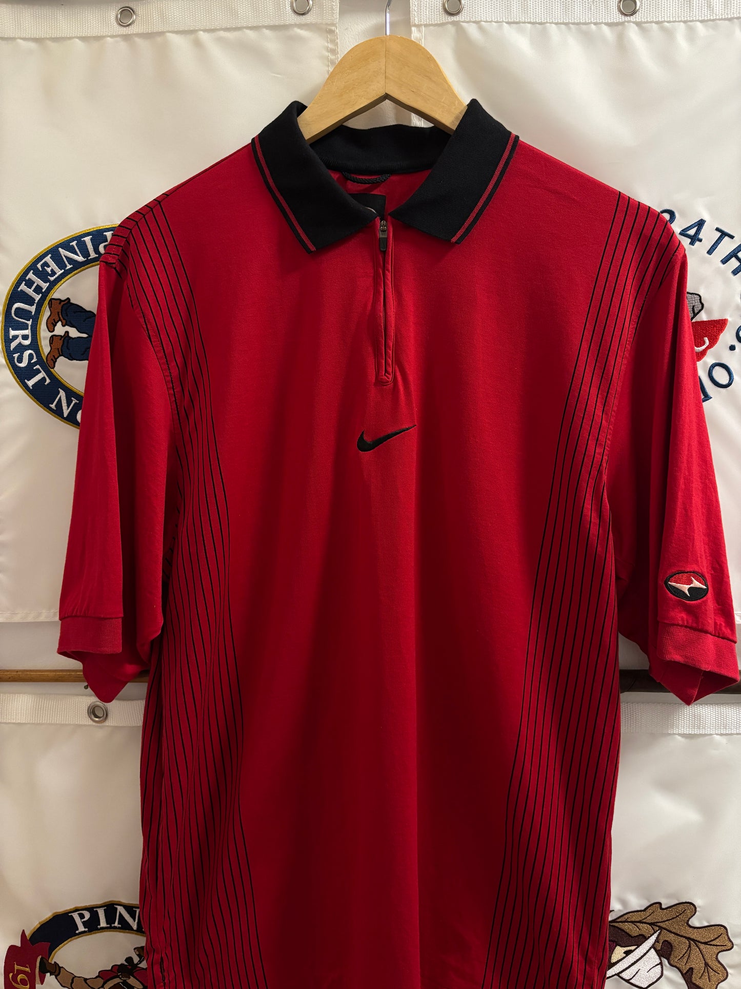 1990s Vintage Nike Tiger Woods Yin Yang Logo Pullover Polo Red