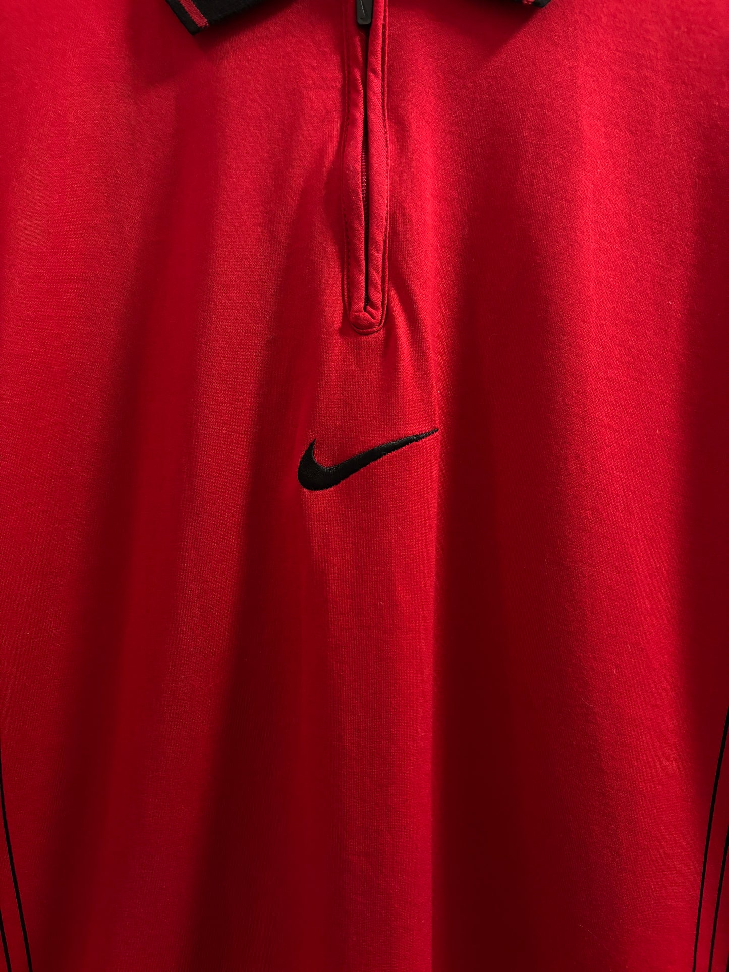 1990s Vintage Nike Tiger Woods Yin Yang Logo Pullover Polo Red