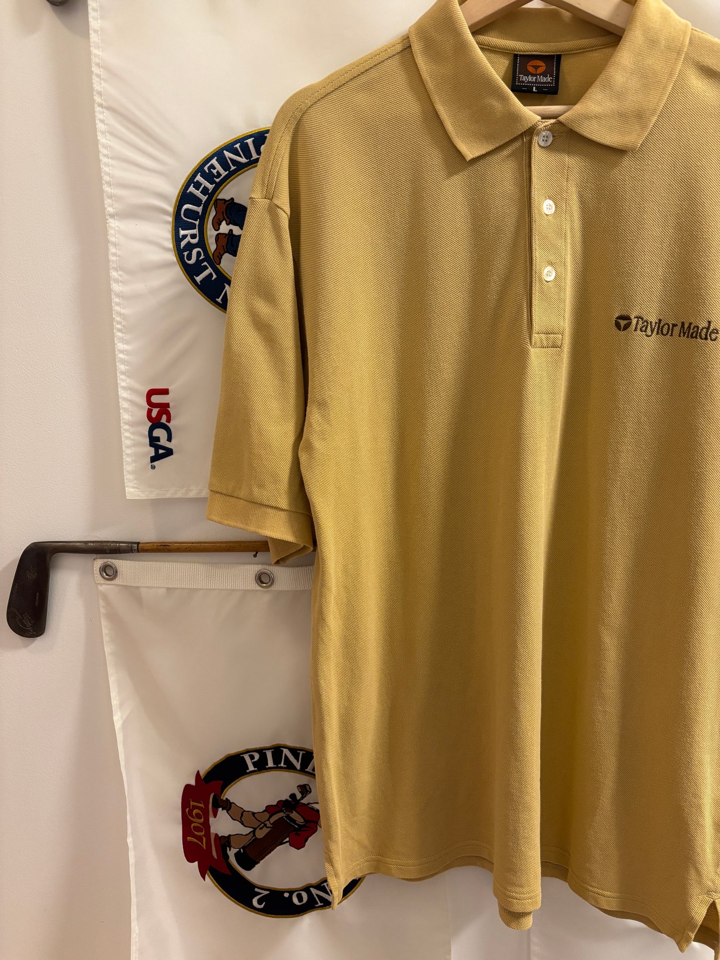 1990s Vintage Taylormade Script Logo Polo Yellow
