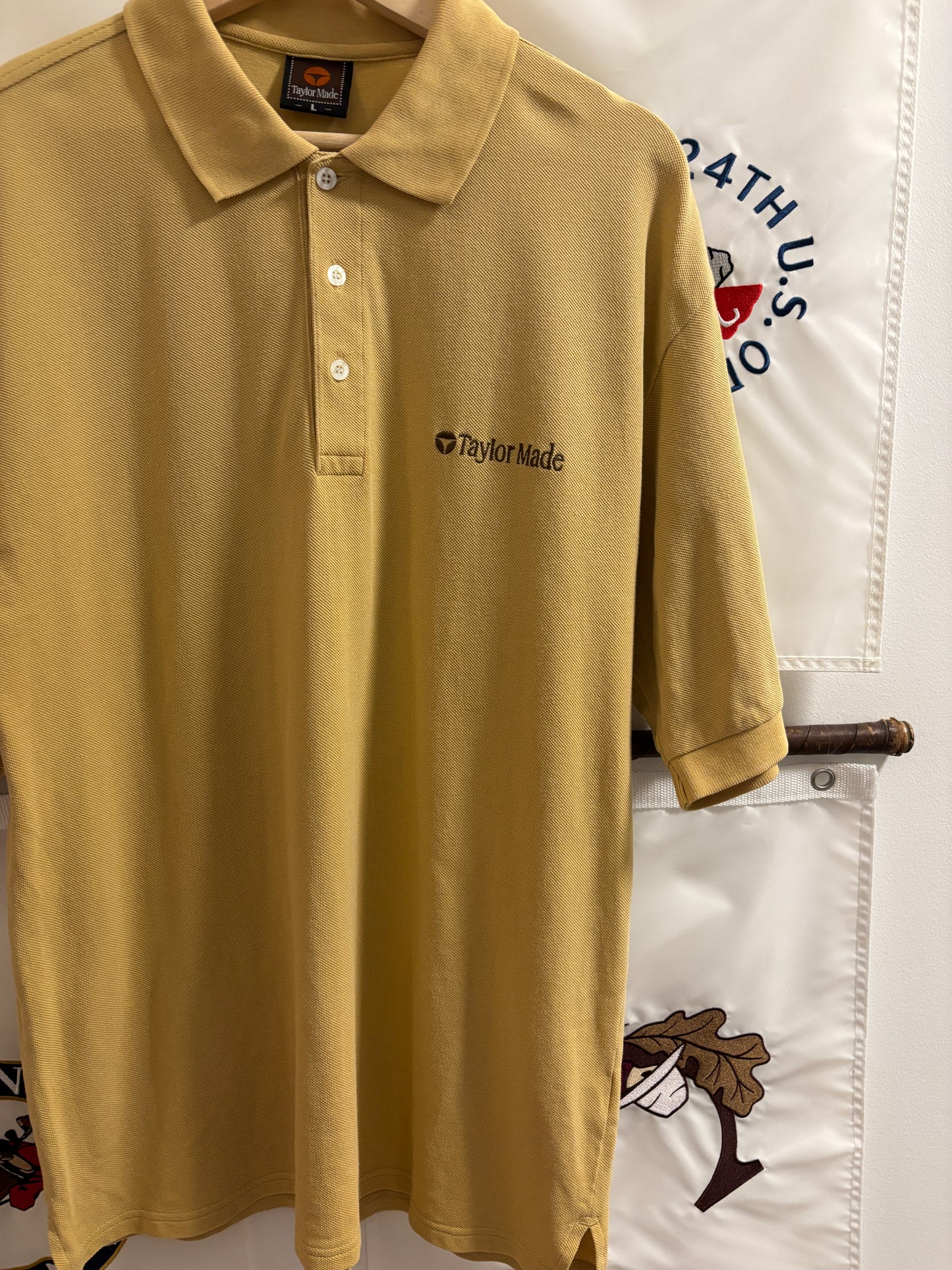 1990s Vintage Taylormade Script Logo Polo Yellow