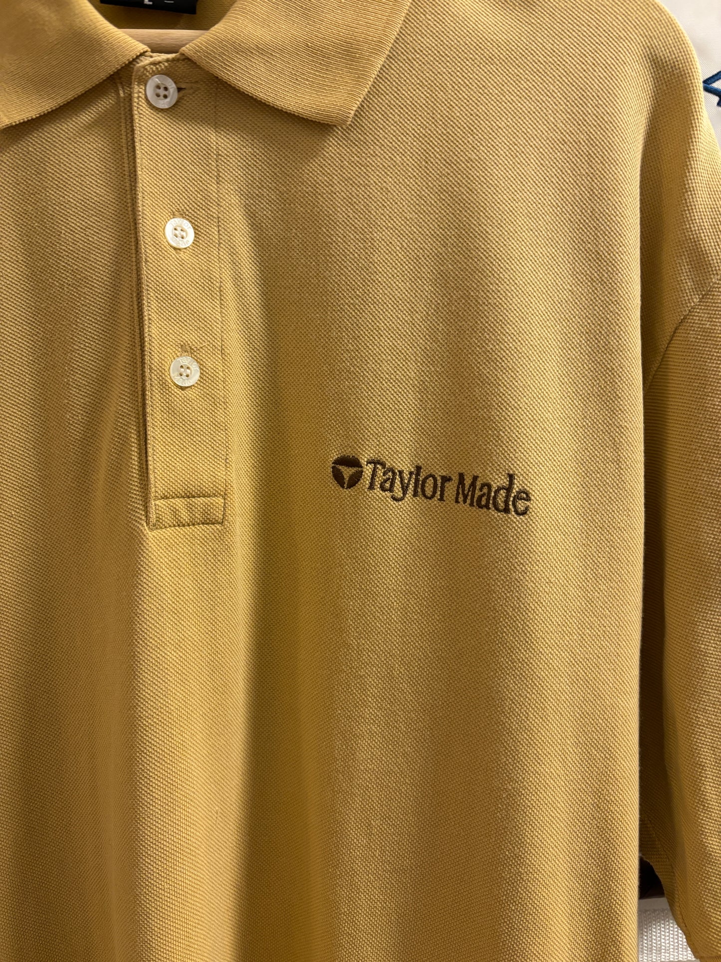 1990s Vintage Taylormade Script Logo Polo Yellow